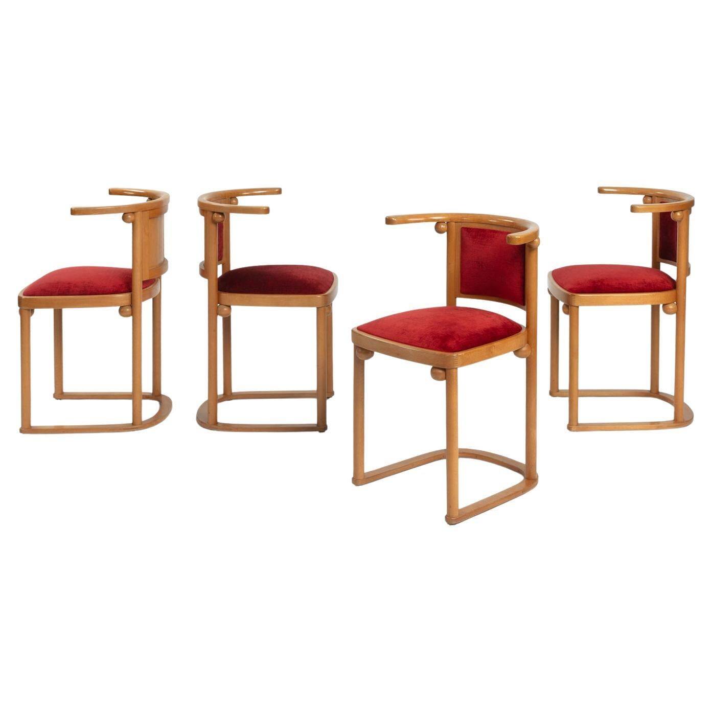 Chaises de salle à manger Art Nouveau par Josef Hoffmann Fledermaus, Autriche, années 1900, ensemble de 4