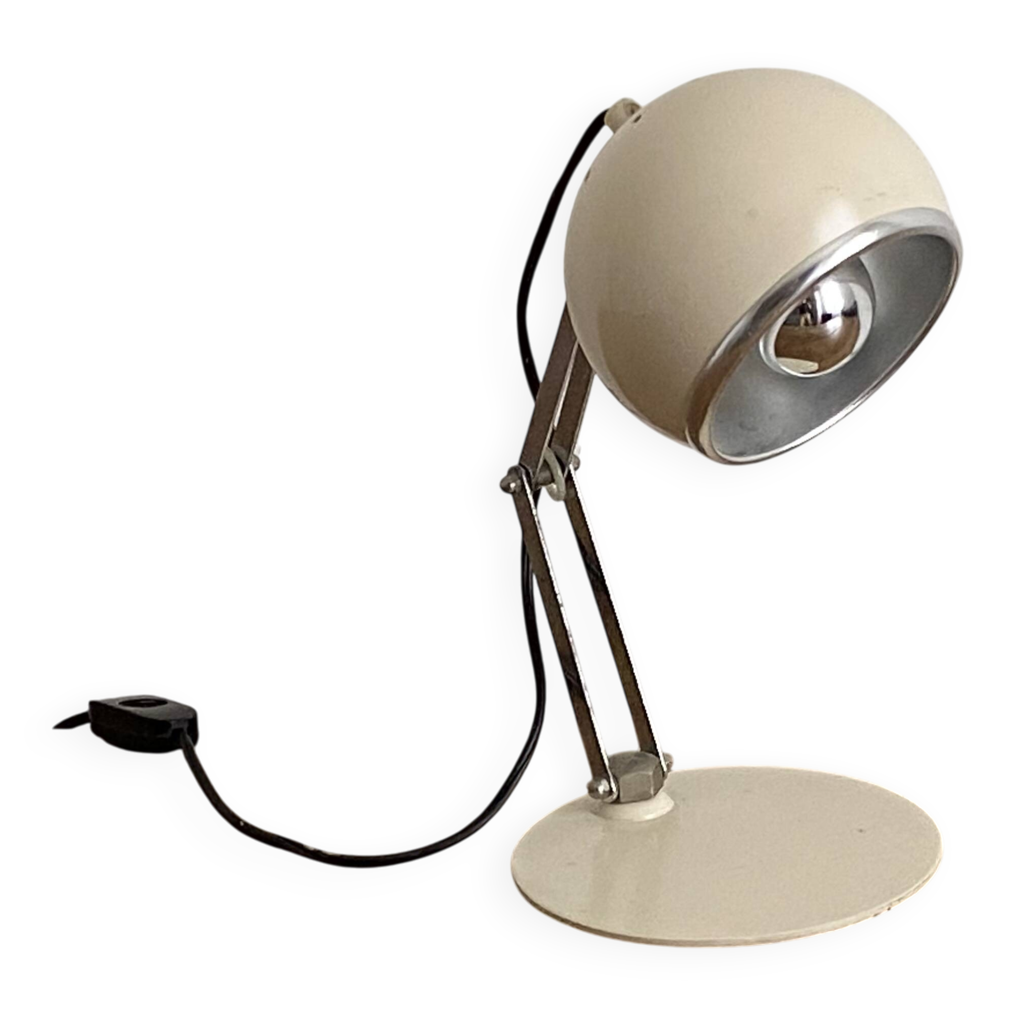 Lampe eye ball articulée. 1970. crème.