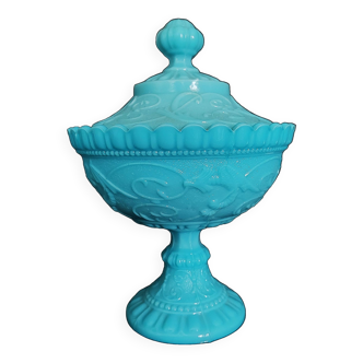 Blue fairground opaline candy dish, early 20th century