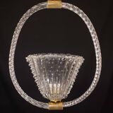 Ercole Barovier Art Deco Chandelier, "Bullicante" Glass Murano, 1940