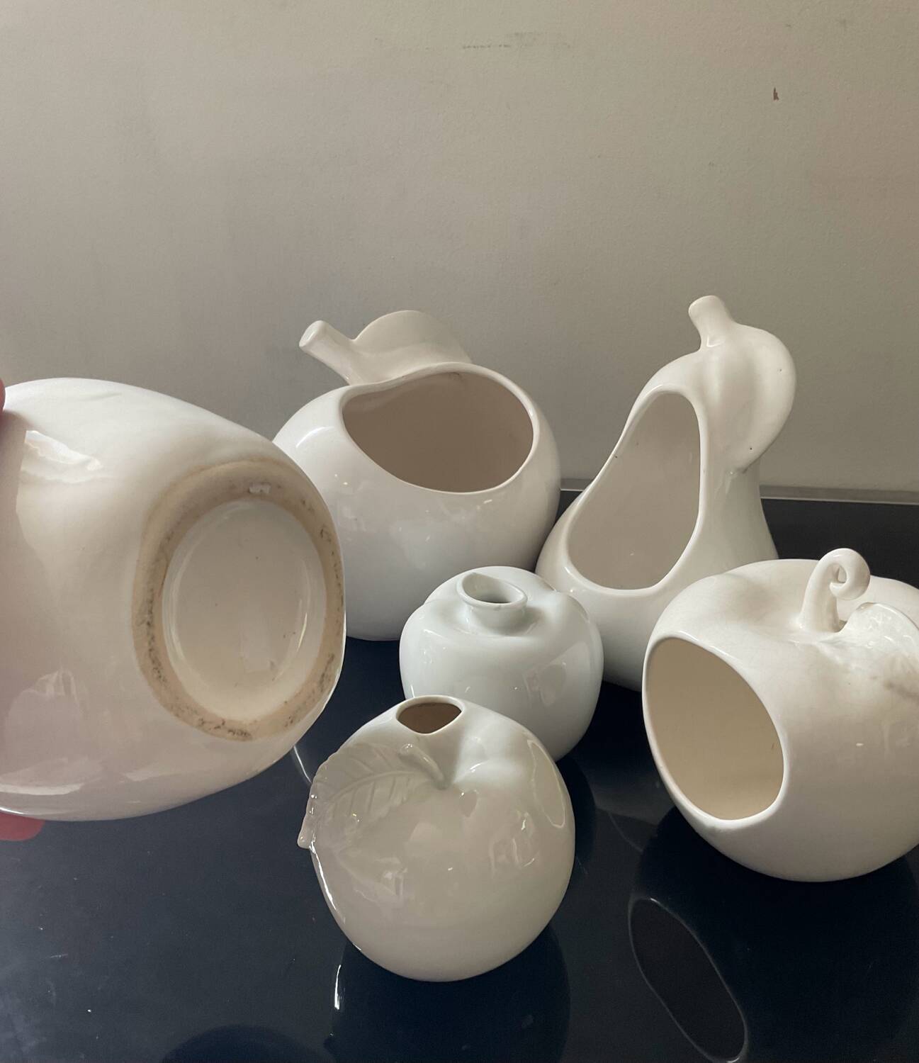 Set of 6 vintage ceramic fruit vases/cachepots