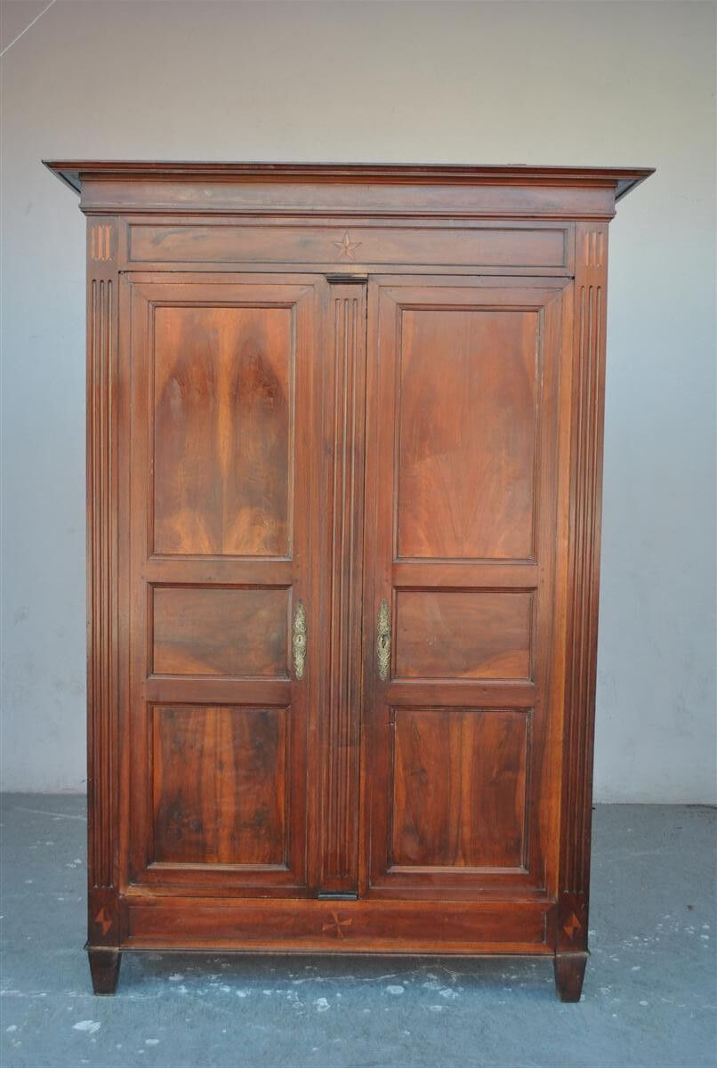 Wardrobe Louis XVI period 18th century mahogany