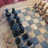 Jeux d'échecs rustique en bois d'olivier naturel