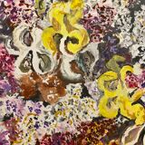 Ancient painting, still life with lilas and iris signed Bonnefond 70s