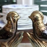 Marble and zinc art bookends - Pheasants