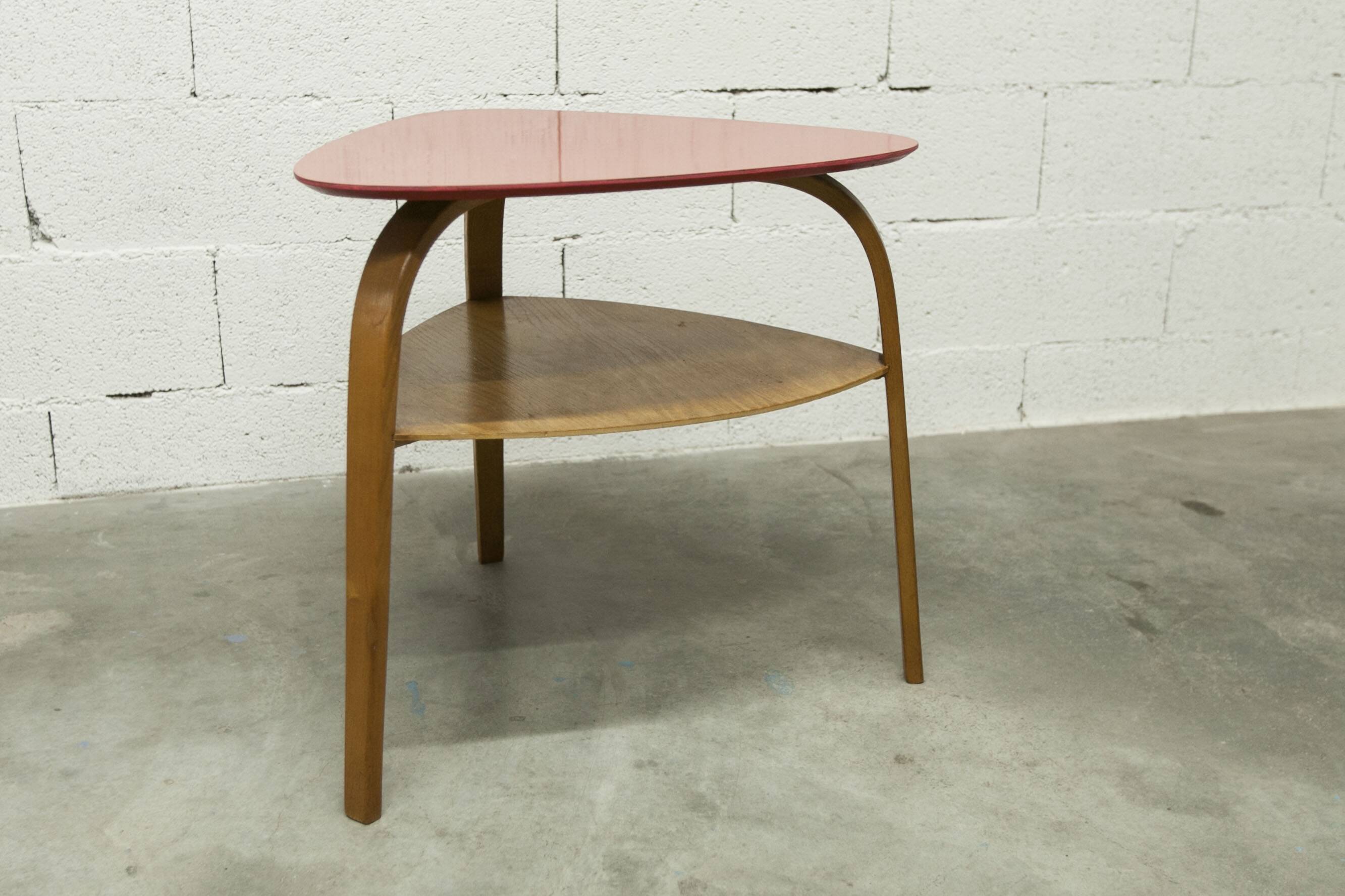 Baumann "bowwood" tripod coffee table designed by Hugues Steiner 1960