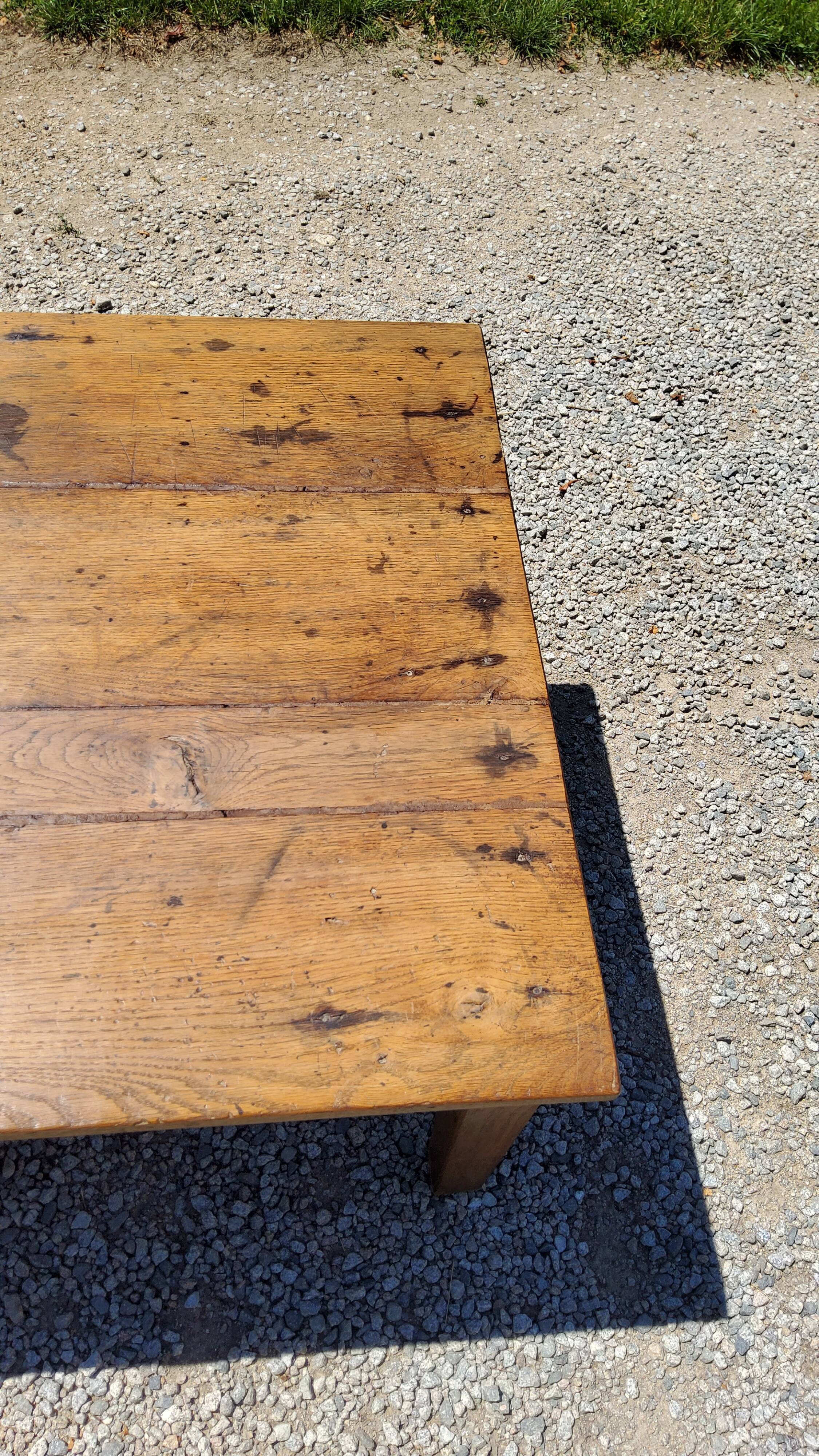 Oak farmhouse coffee table nineteenth century 160cm 2 drawers