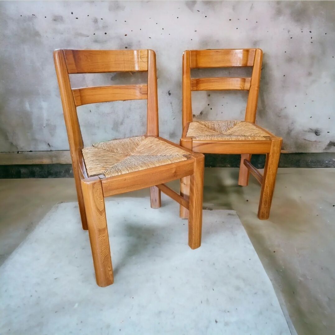 Pair of straw chairs