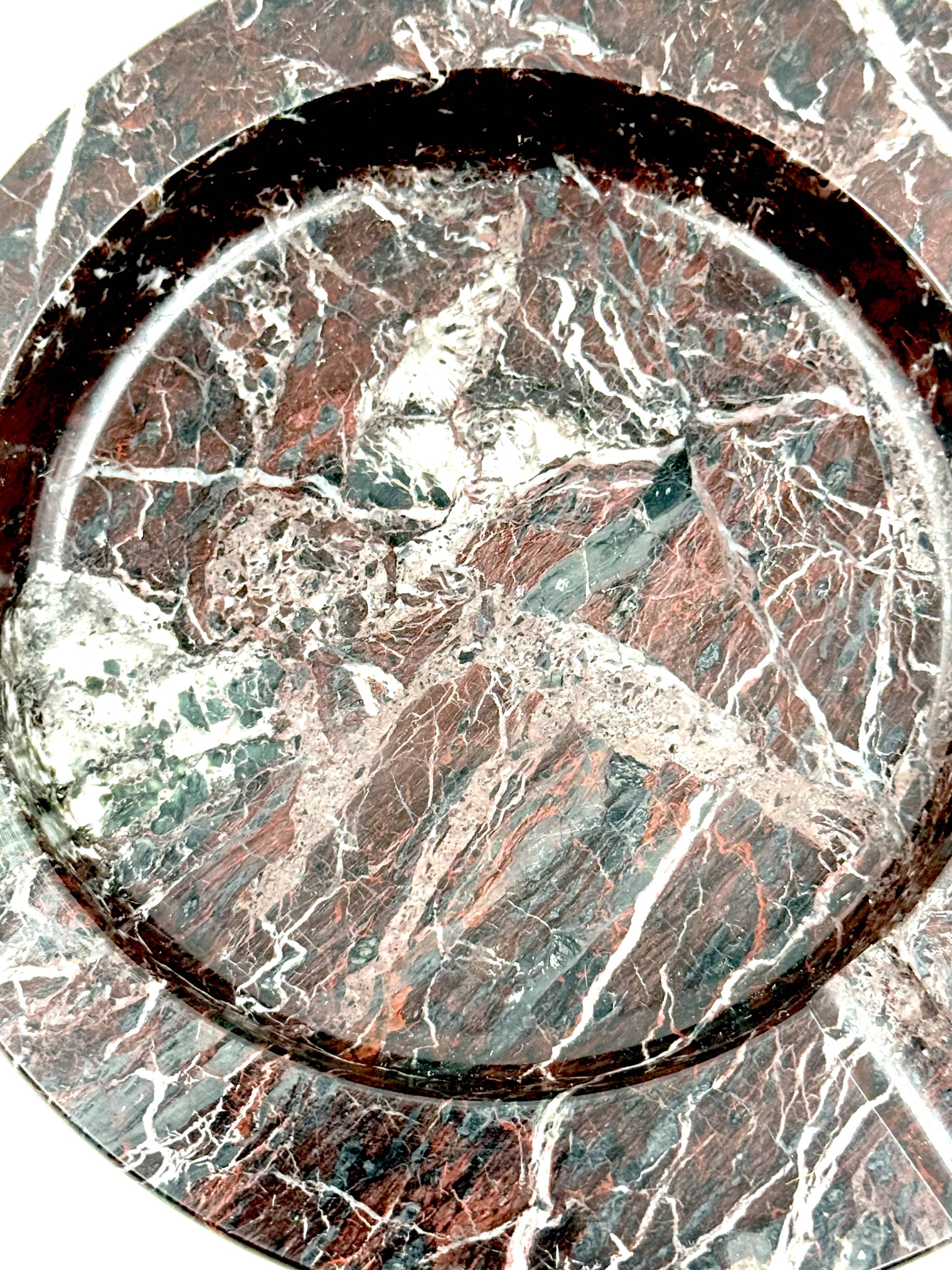 Sergio Asti, red Levanto marble ashtray bowl, UP&UP Carrara Italy, 1970s