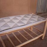 Woven bench with shelf