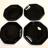 4 black Arcoroc "Octime" dessert plates (set 2)