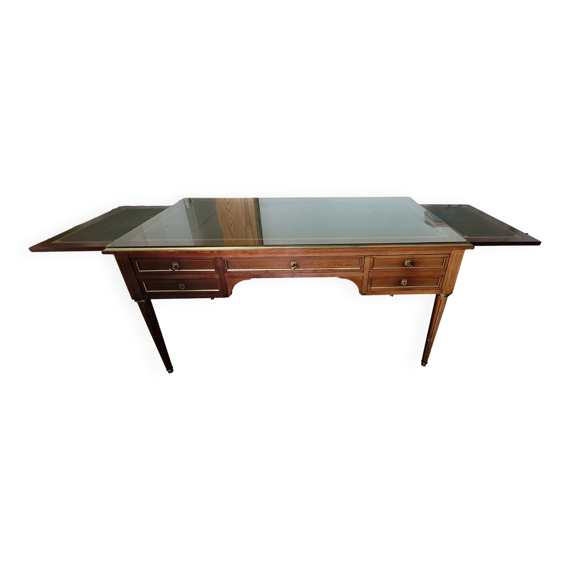 Bureau style notaire bois et cuir