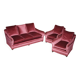 Sofa set and a pair of Victorian velvet armchairs.