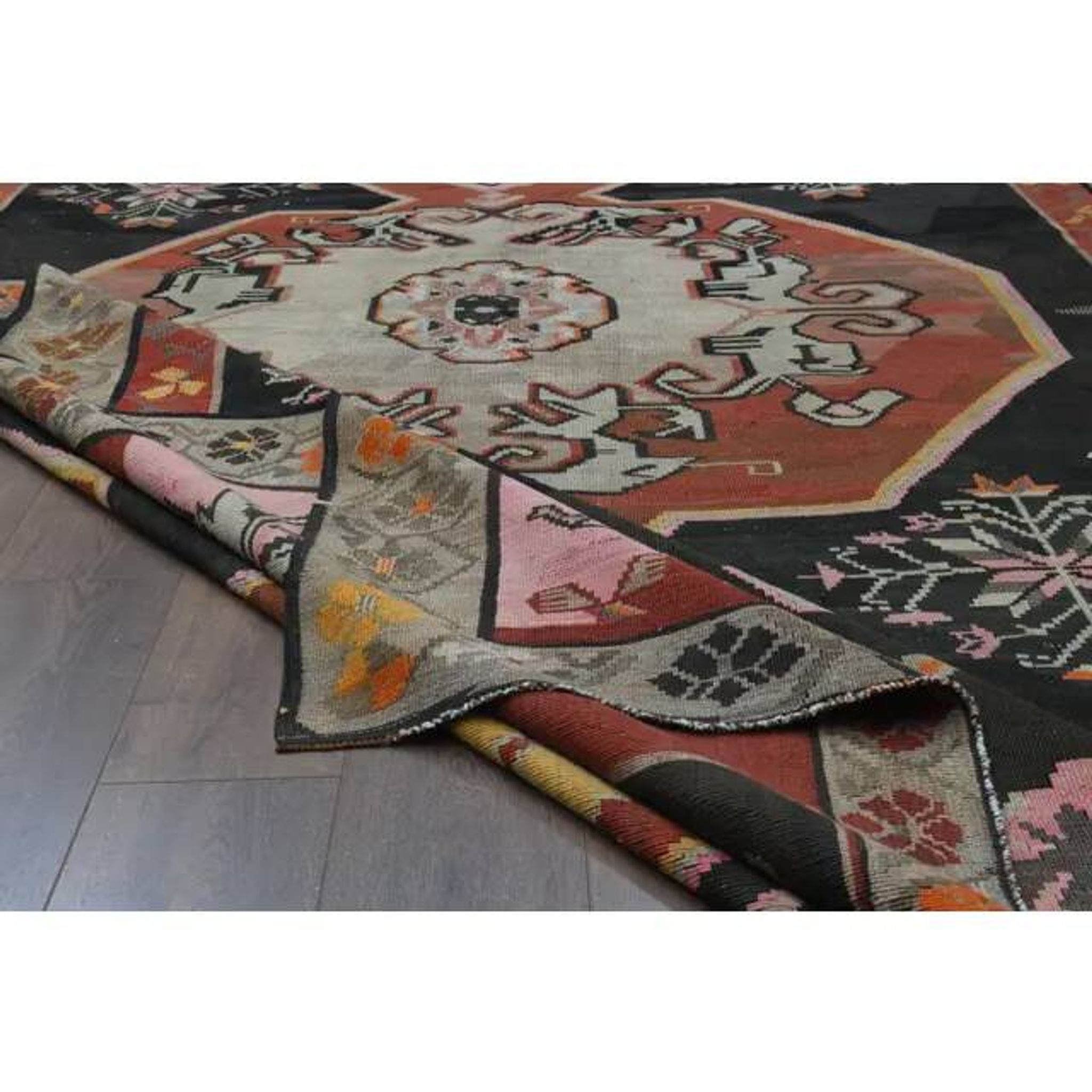 1970s Vintage Turkish Hand-Knotted Wool Cotton Brown Area Rug 234x417