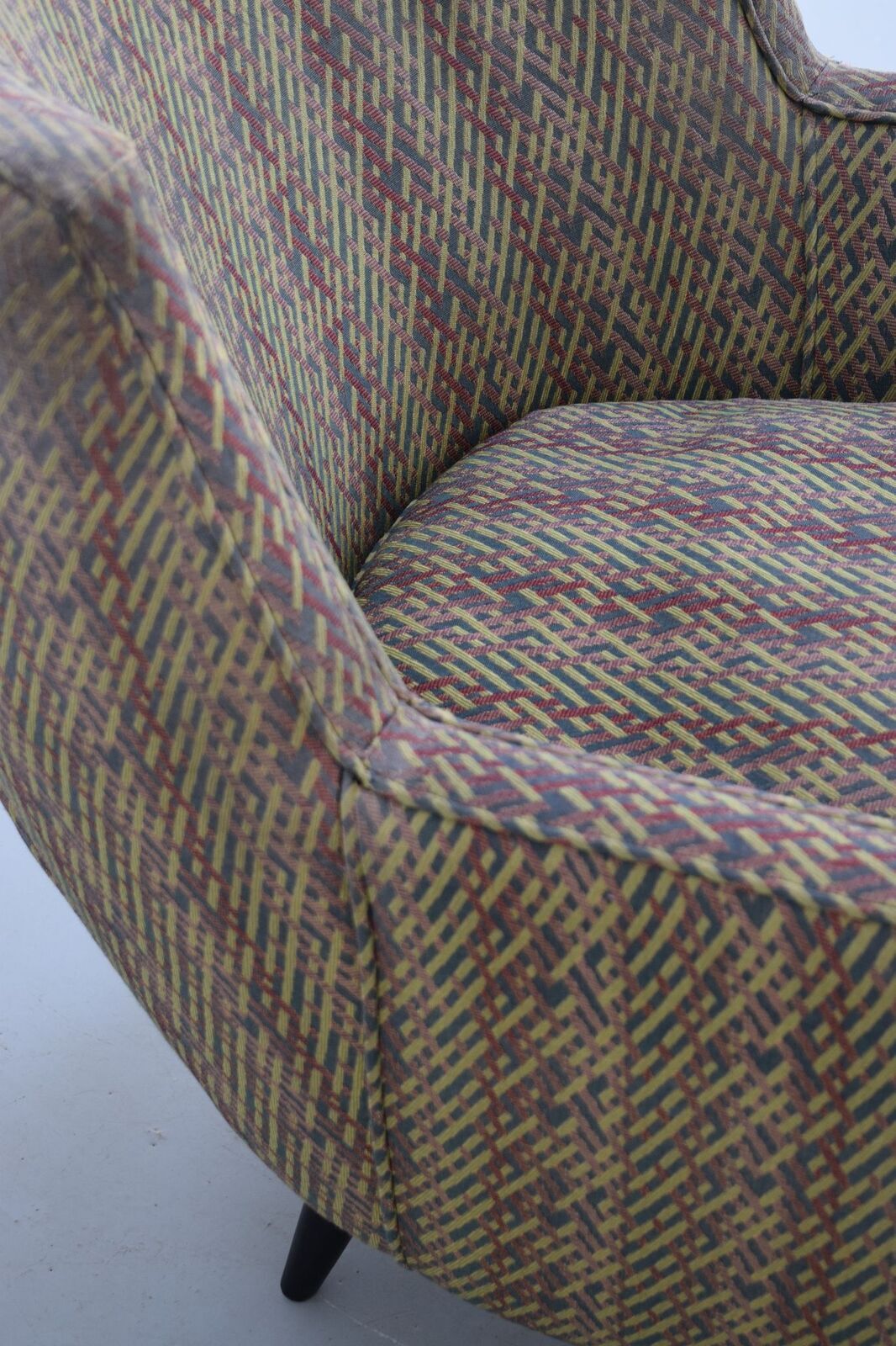Brazilian Midcentury Modern Armchair in Original Fabric, c1950s