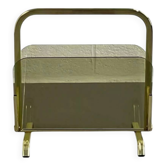 Brass and glass magazine rack