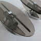 Pair of smoked glass and vintage chrome wall lamps