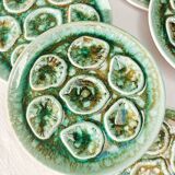 Set of 6 Niderviller oyster plates, moss décor