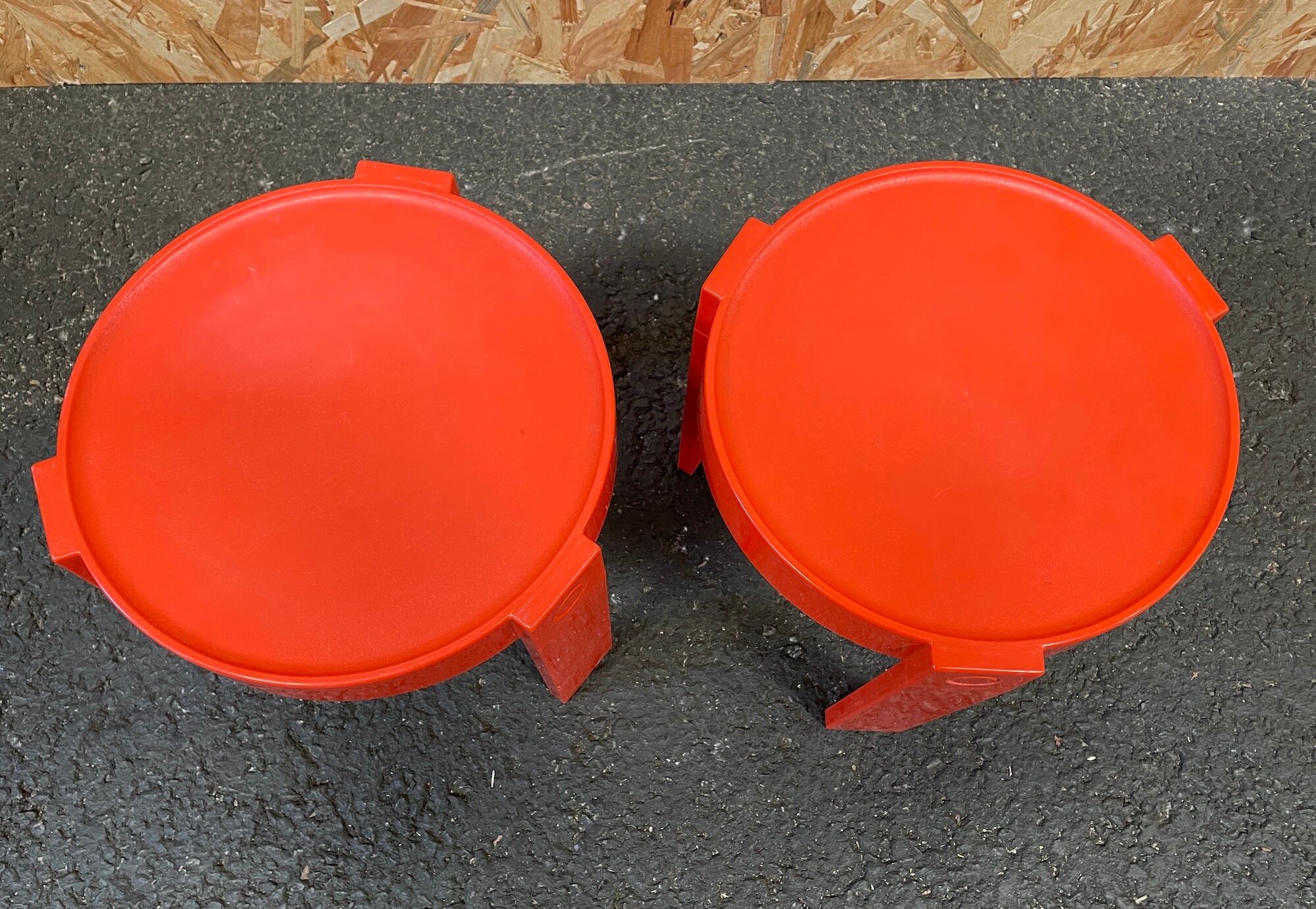 Pair of orange bedside tables