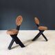 Mediterranean Tripod Side Chairs by Audoux Minet, France, 1950s, Set of 2