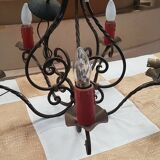 Lustre en fer forgé à 5 branches électrifié