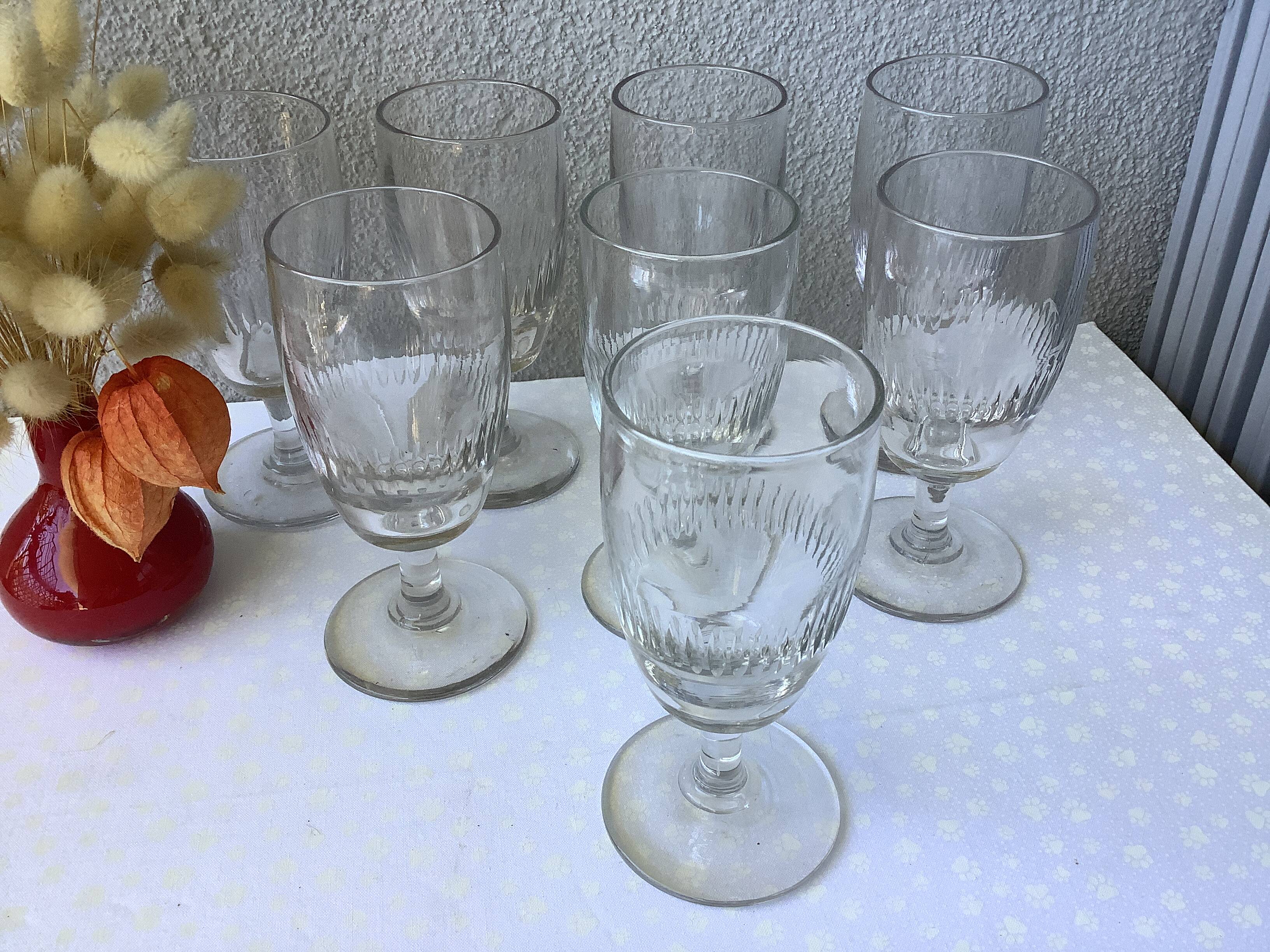 Antique wine glasses half-crystal - France circa 1900