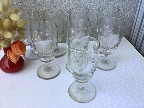 Verres à vin anciens demi-cristal - France circa 1900