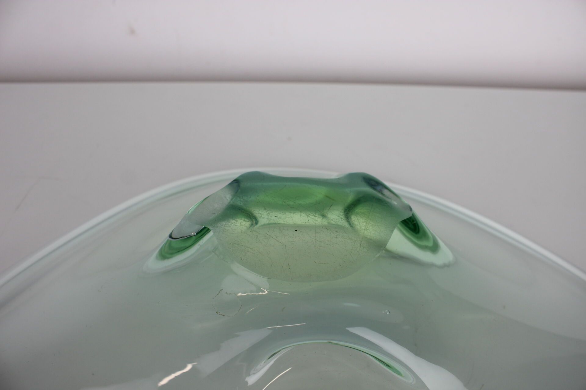 Mid-century art glass big bowl by zelezno borske sklo, 1960's