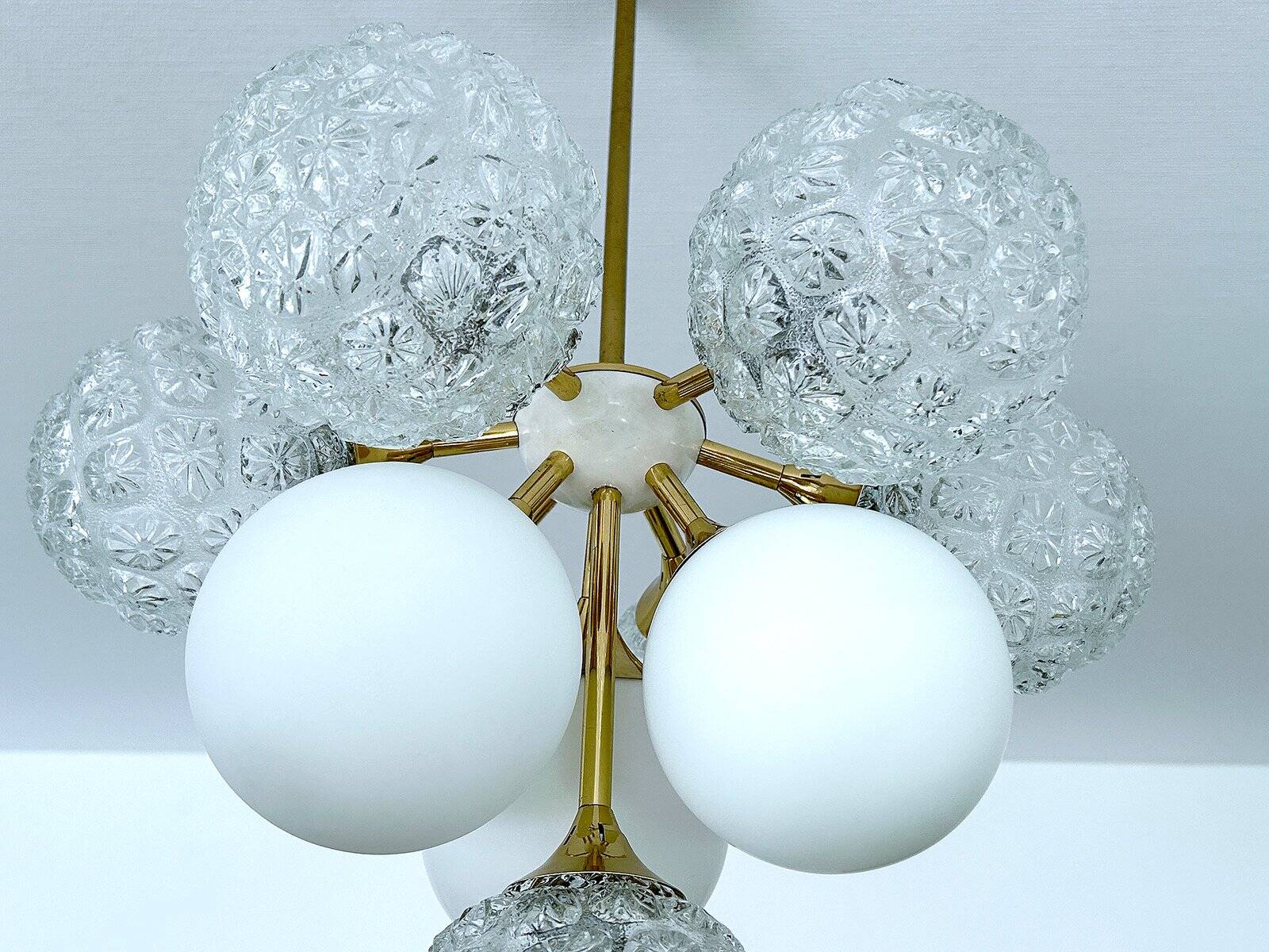 Large  Vintage Glass Pendant Light, 1960s