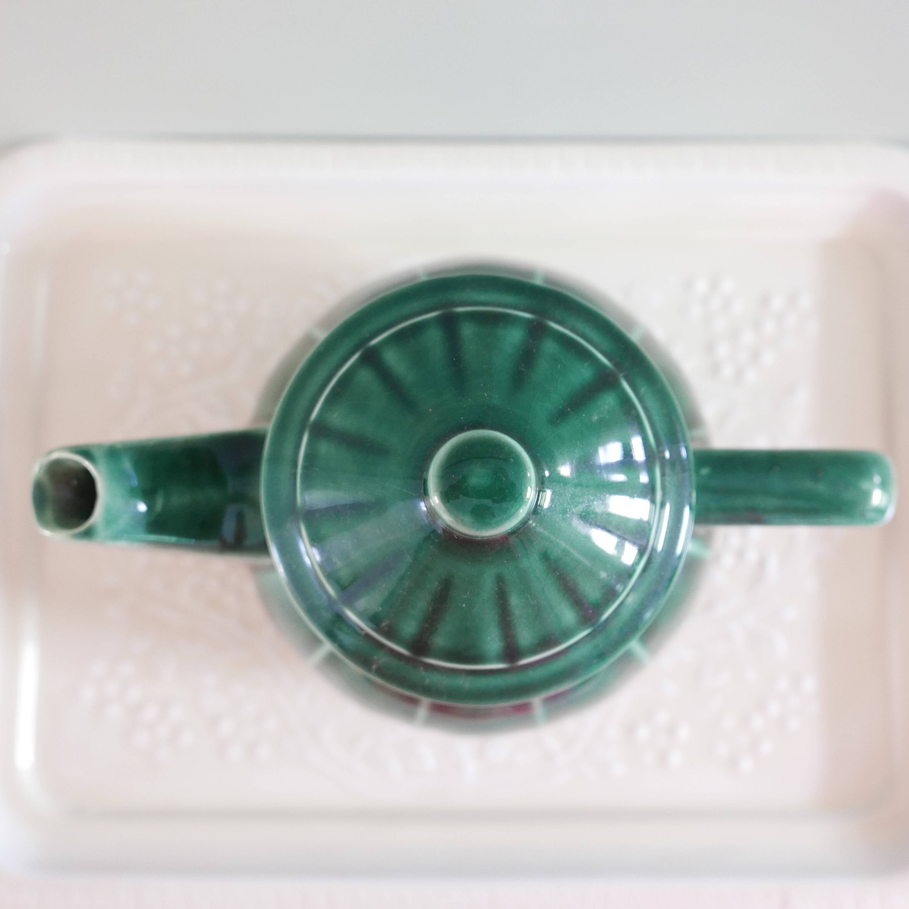 Tea set (teapot + cup & saucer) green glazed ceramic