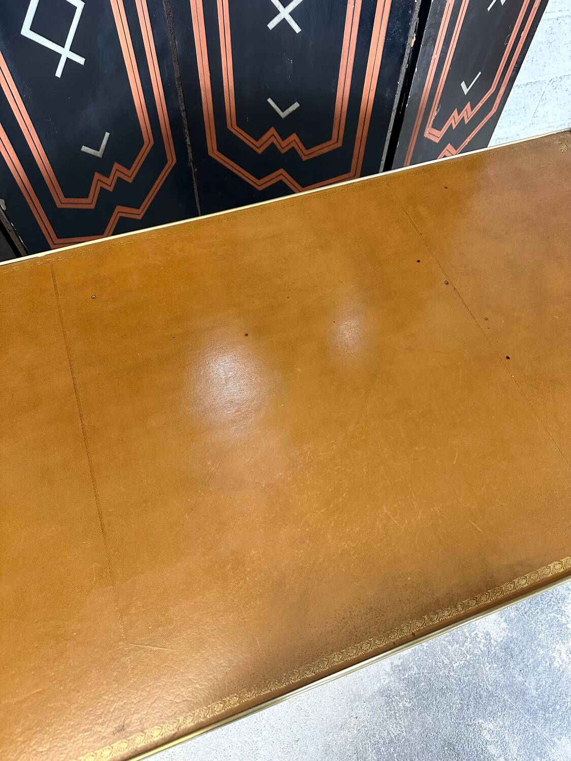 Directoire style flat desk in cherry wood