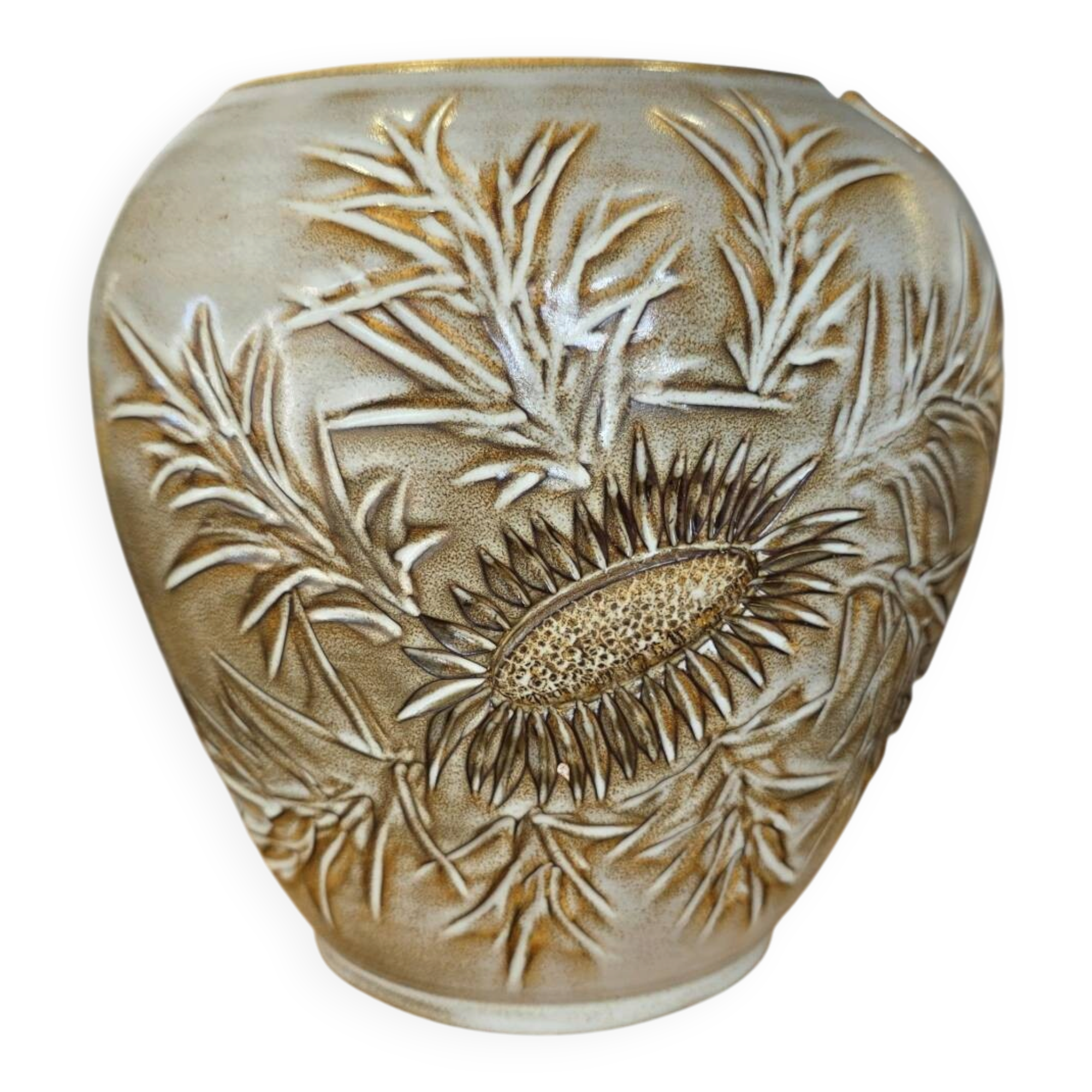 Large Round Vase Vallauris Huguette BESSONE - Brutalist - 23 cm