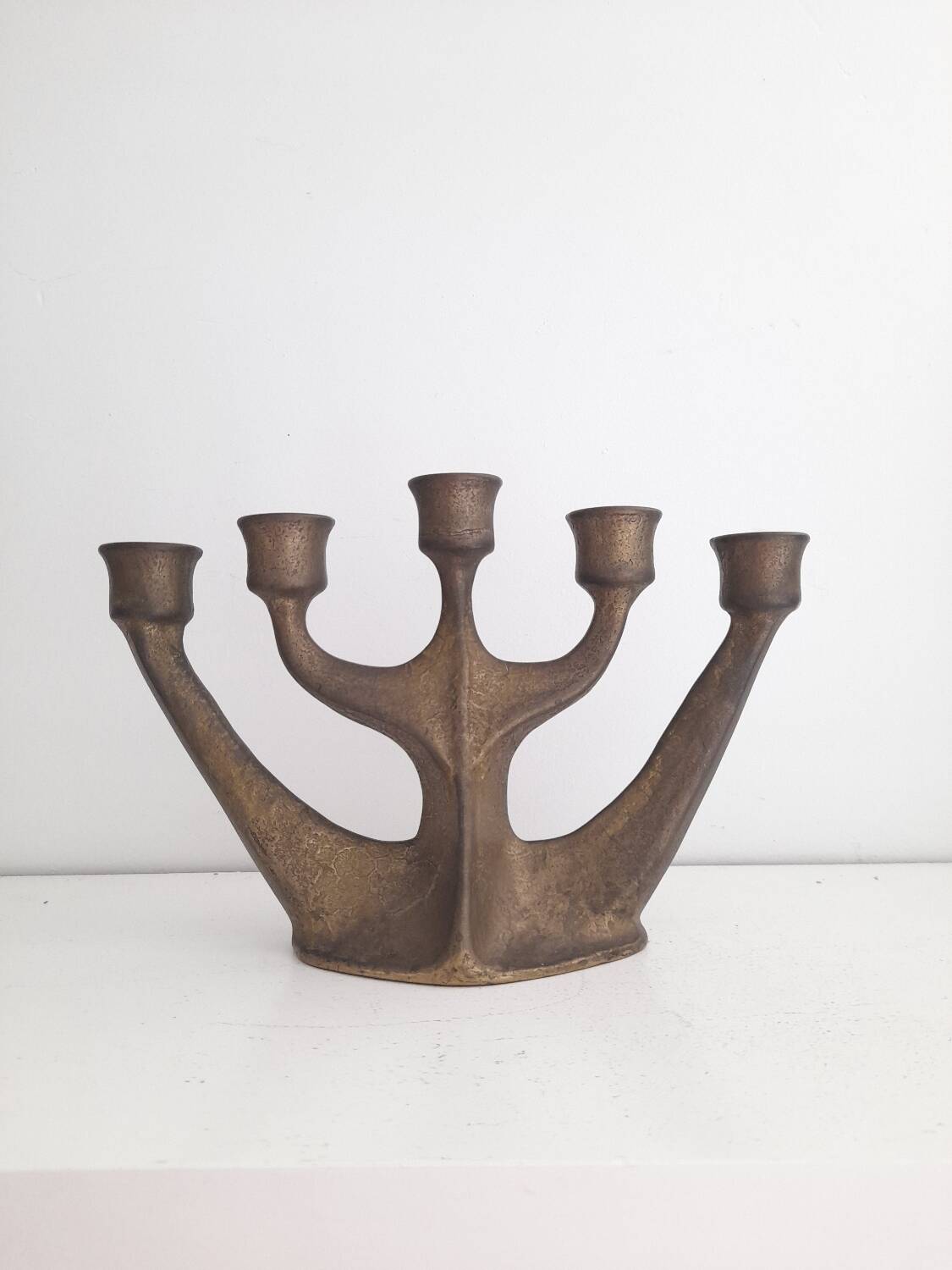 Chandelier en bronze brutaliste Horst Dalbeck 70s