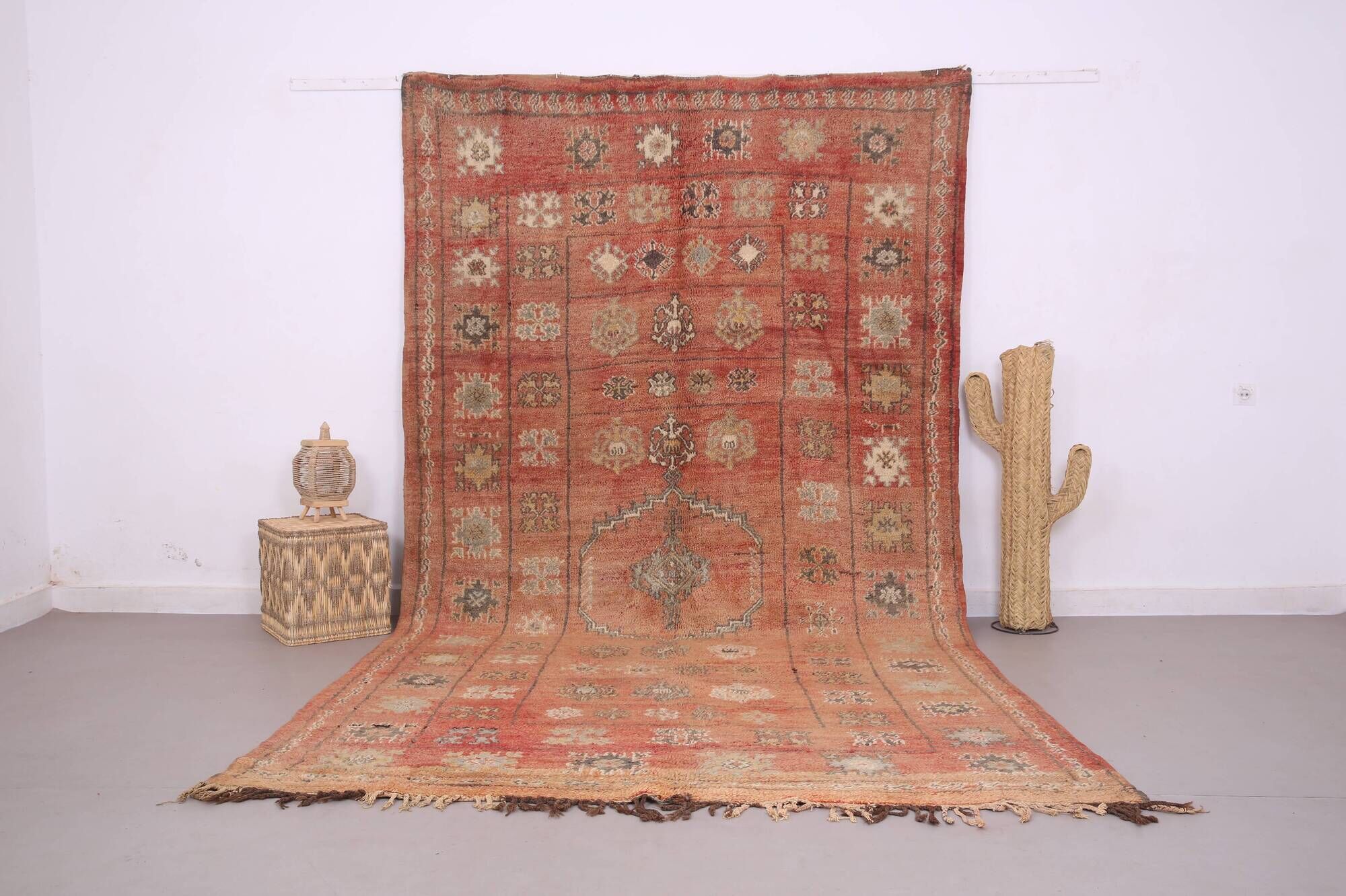 Terracotta Vintage Moroccan Rug 206 x 370 cm - Berber Wool Rug Handmade