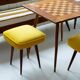 Mustard velvet stool, Mid-Century, Poland, 1960s