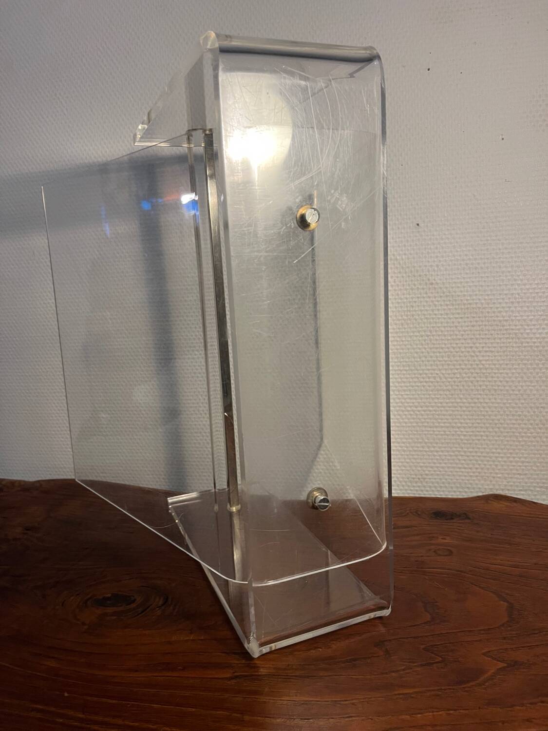 Plexiglas magazine rack by David Lange