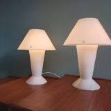 Paire de lampes champignon Peill & Putzler en opaline blanche