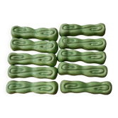 Ten green ceramic knife holders