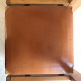 Leather and wood chair 70's