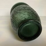 Ancien vase vert en verre moulé art déco