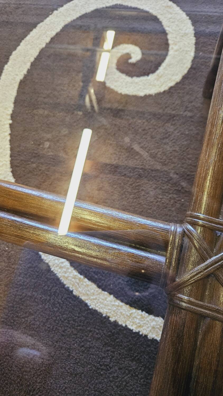 Bamboo and smoked glass coffee table 1970