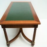 Mahogany coffee table, green leather, bronze Empire style