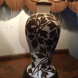 Ceramic lamp and wooden base from the 70s