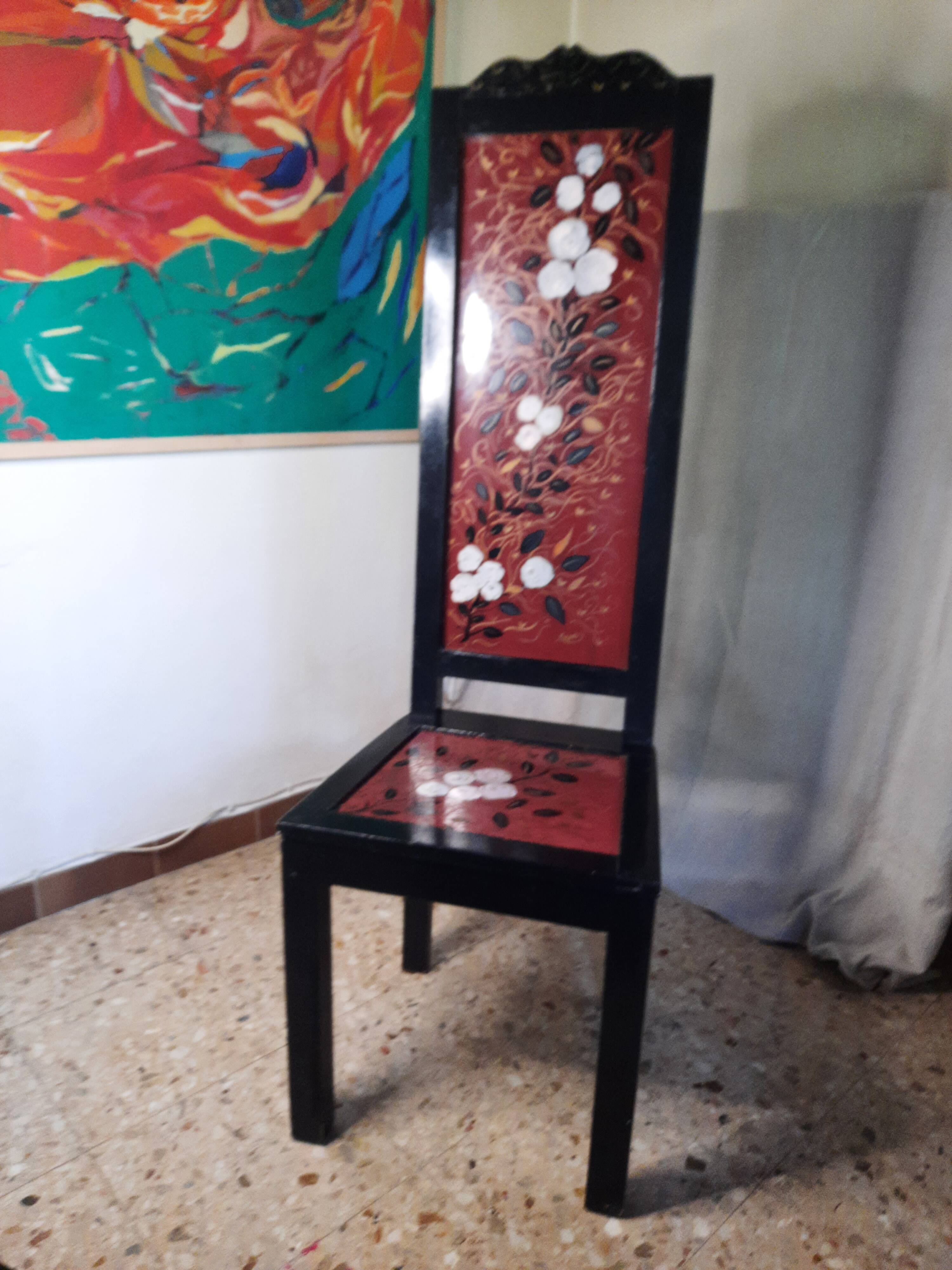 Japanese chair with a high backrest
