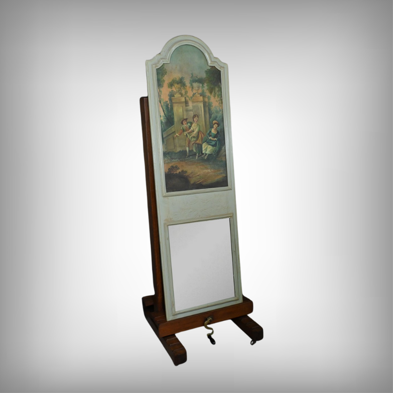 Painted wooden trumeau mirror, Louis XV style – first part of the 20th century