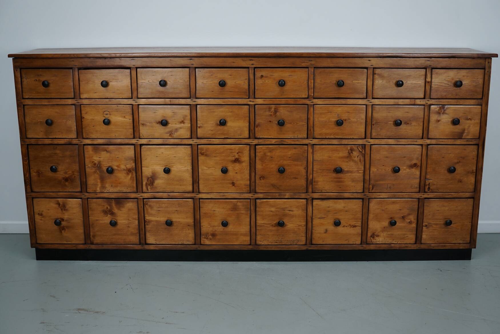 Large German Pine Industrial Apothecary / Shop Cabinet, 1950s