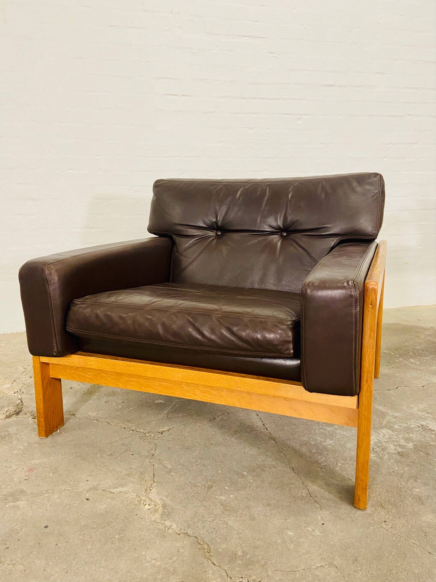 Ensemble de canapés vintage danois du milieu du siècle en cuir marron par bramin