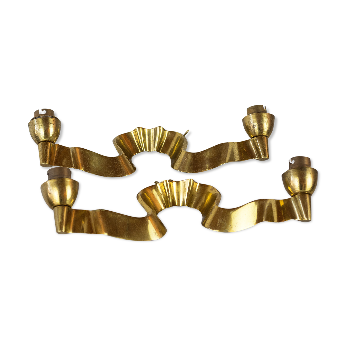 Pair of gilded bronze wall lamps, France, 1940