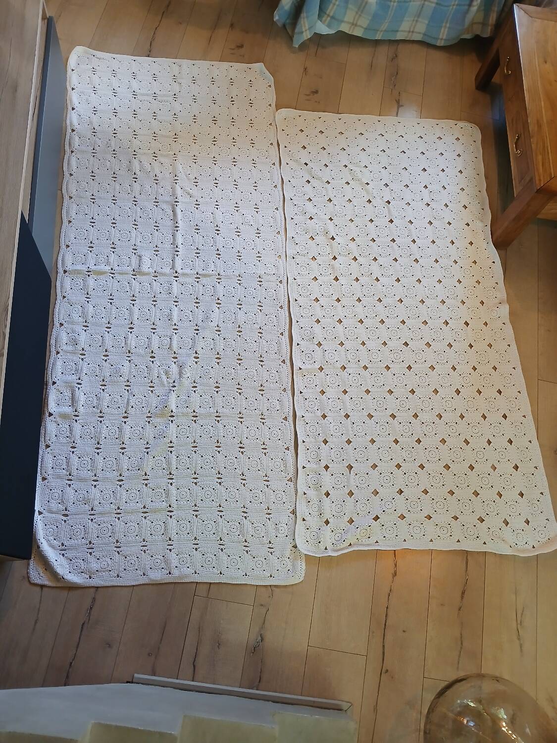 2 antique handmade crochet bedspreads