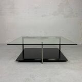 Glass coffee table 110 x 110 cm in the style of Rolf Benz and Metaform